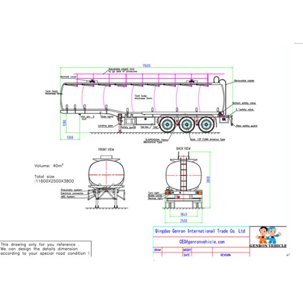 Gas Leak Protection Modular 25000L Hydrogen Liquid Tanker Trailer