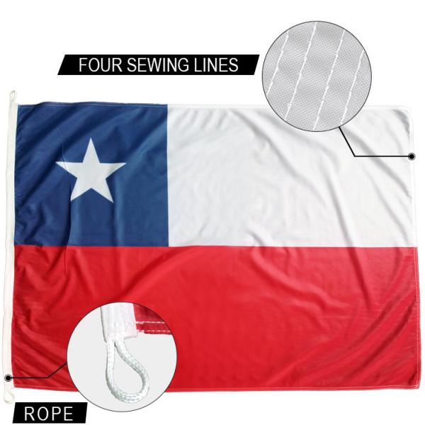 3x5' Chile National Flag Knitted Polyester Rope And Loops Customized Indoor