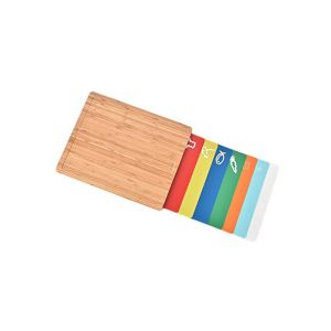 Non Toxic Thick Wooden Chopping Board Natural Color With 6 Flexible Cutting Mats
