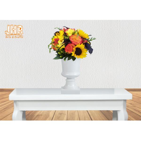 Buy Classic Glossy White Fiberglass Urn Planters Wedding Centerpiece Table Vases at wholesale prices