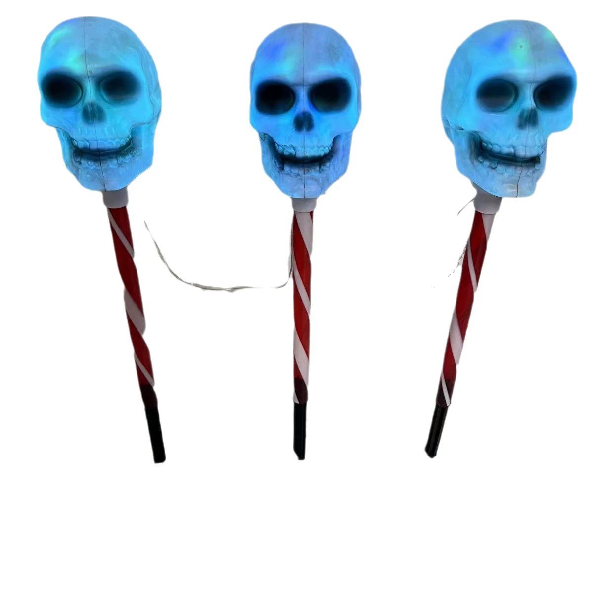 Quality Red and white skull-shaped waterproof battery box socket lamp, one socket with three outlets, easy and simple to install, perfect for Halloween. for sale