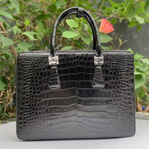 Genuine Crocodile Belly Skin Businessmen ZIP Briefcase Exotic Real True