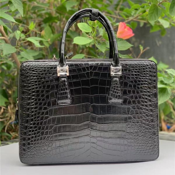 Genuine Crocodile Belly Skin Businessmen ZIP Briefcase Exotic Real True