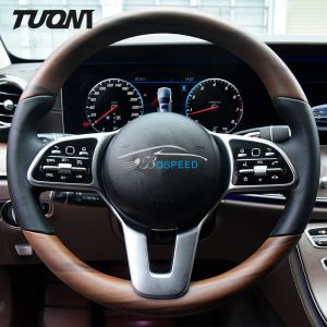 Custom GLC Mercedes Benz Steering Wheel Round Shape Wood Spliced Leather