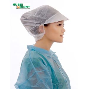 Single Use Polypropylene Non Woven Bouffant Head Cap With Peak