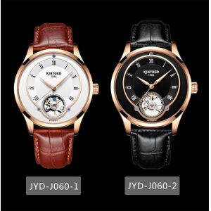 Classic Tourbillon Mechanical Watch Water Resistant Genuine Leather Band