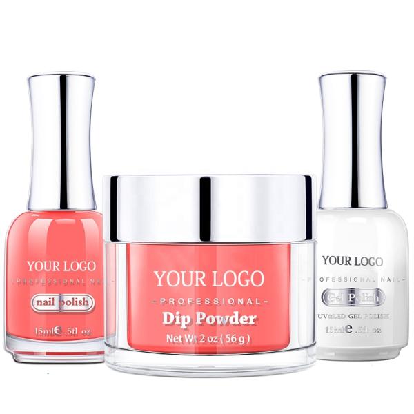 Fast Drying Dip Powder 3 in 1 Set Perfect Color Matching Gel Polish Nail Lacquer Varnish OEM Nails Dipping Powder Kit Customized