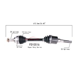 FD10516 CV Axle Assembly Heavy Duty Clamp TPEE Boot  Cold Forging Grinding Process Technology EXTREME Weather Unit