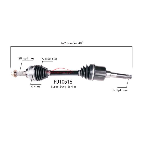 Buy FD10516 CV Axle Assembly Heavy Duty Clamp TPEE Boot  Cold Forging Grinding Process Technology EXTREME Weather Unit at wholesale prices