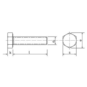 12mm Thread Length Hex Head Bolts Polished 100pcs