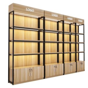 Commercial Wood Display Shelving Gondola Rack Metal Grocery Store