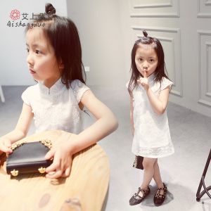 2016 Fashion Girl White Kid's Dress Dancing Chinese Lace Dress Cute Prince Q036