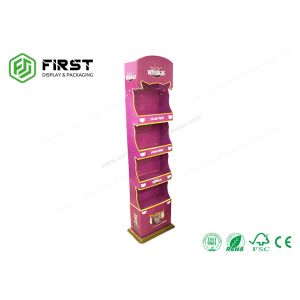 Supermarket Promotional Folable Paper Cardboard Floor Display Shelf With Custom