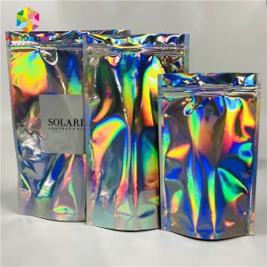 Foil Laminated Cosmetic Packaging Bag Laser Custom Hologram Mylar Zipper Lock