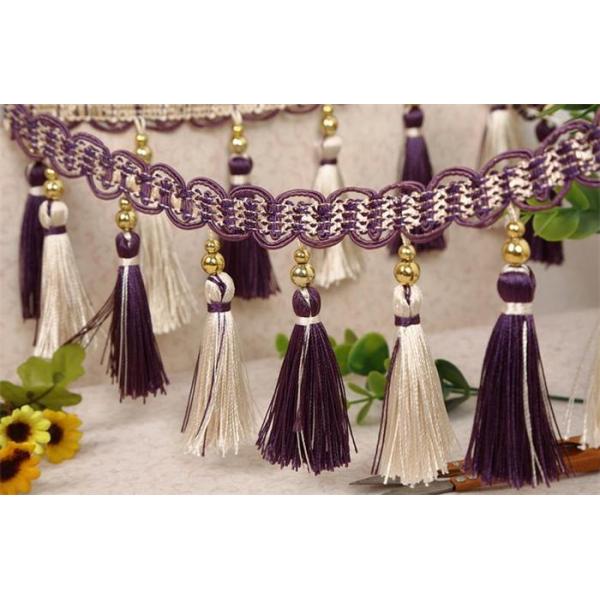 Handmade fashionable chain beads lace tassels fringes for curtain/sofa/pillow decoration
