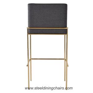 Stainless Steel Breakfast Fabric Black 99CM Tall Upholstered Bar Stools