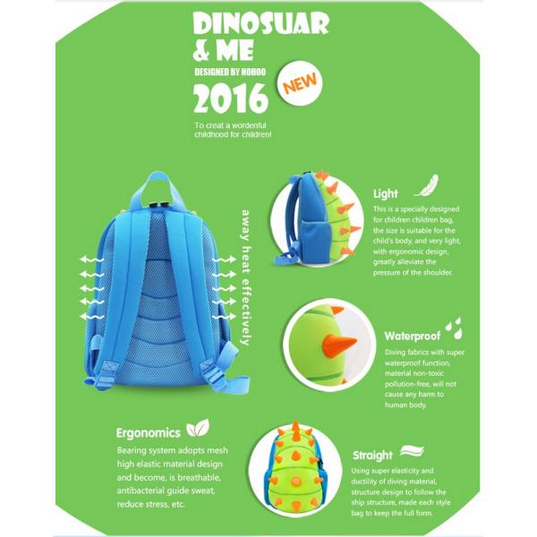 Yellow Dinosaur Toddler Backpack , Preschool Backpacks For Girls
