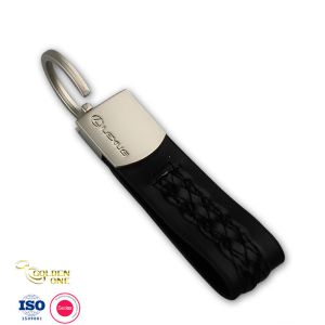 Metal Laser Engraving Key Chain , Genuine PU Leather Blank Key Chain