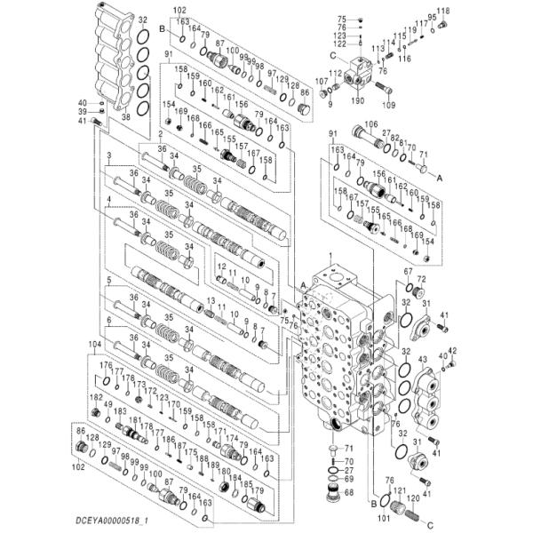 YA00000518 4668268 4668220 Hydraulic Control Valve Assy For Hitachi EX1200-6 EX1200 Hydraulic Main Valve Excavator Parts