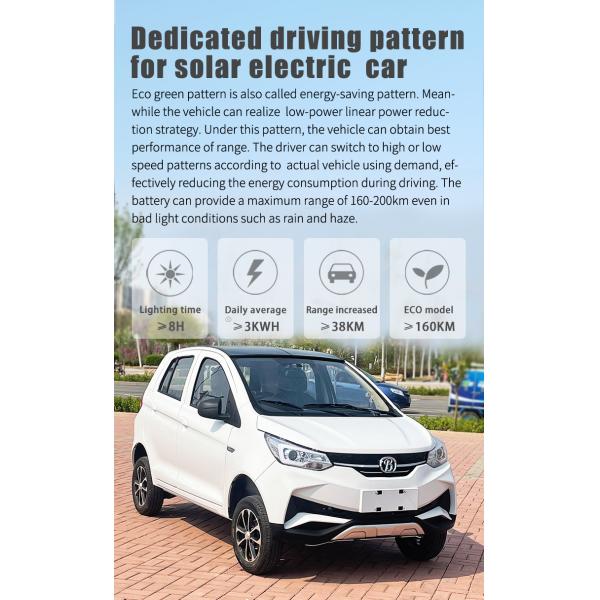 2024 Electriccar Max Range 400km Autos Electric 4 Wheel Solar Panel Car LHD Front Logo Rear Driver Position