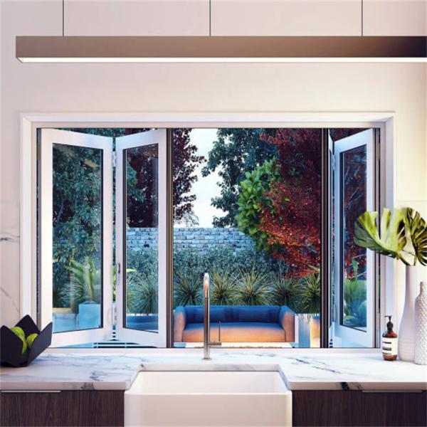 Modern Design Aluminum Alloy Frame Bi Folding Soundproof Windows With Heat Insulation