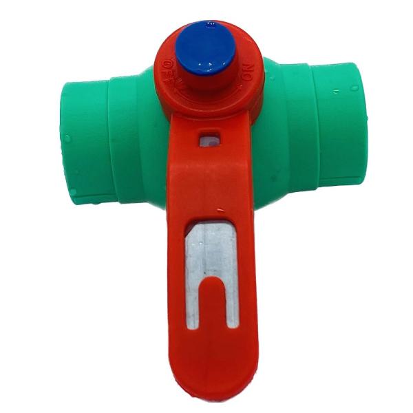 Metal Handle Plastic Ball Brass PPR Stop Valve For Cold Water Supplying