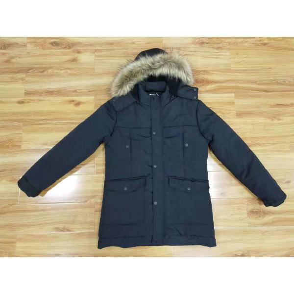 Buy Polyester Mens Longline Padded Coat Black Long Thin Padded Coat at wholesale prices