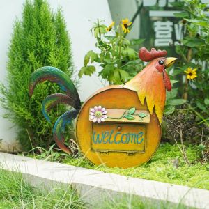 Creative DIY Animal Garden Ornament Handmade Metal Rooster Mailbox