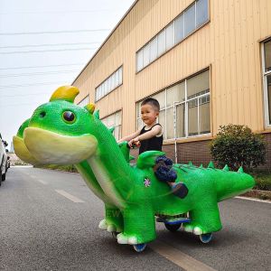 Double Headed Simulation Animatronic Dinosaur Ride Cartoonish Design For