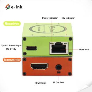1080P HDMI Over CAT5 / CAT6 Extender With IR 50 Meters USB-C Power Input