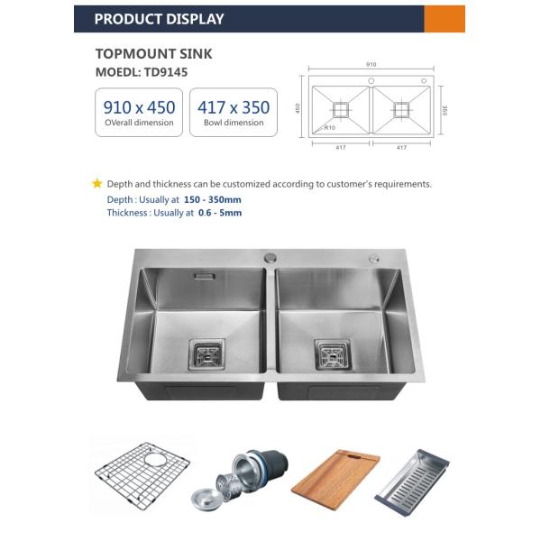 Topmount 2 Bowl 91x45 Luxury Kitchen Sinks PVD NANO COLOR