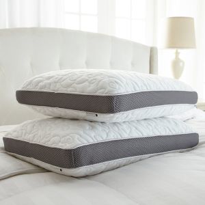 King Size Memory Foam Travel Pillow Premium Trims White Grey Color With Jacquard