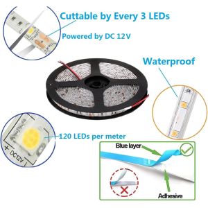 12V waterproof Flexible LED Strip Lights Waterproof 120 LEDS LED Light Strips