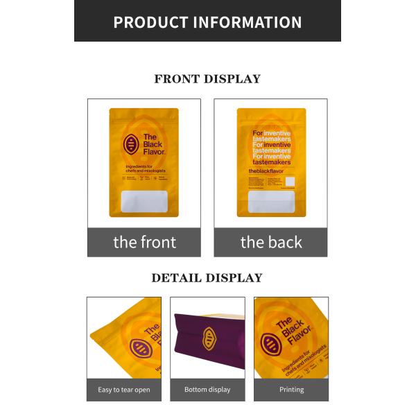 Printed Flat Bottom Pouch Stand Up Food Bag With Zipper Lock For Dried Food