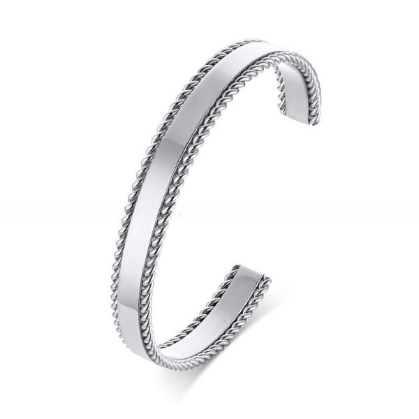Buy Geometric Stainless Steel Open Cuff Bangle Adjustable Twisted For Men at wholesale prices