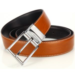 China Men Classical Formal Dress Reversible Leather Belt Black Brown Two Side Use Belt on sale