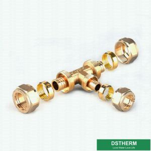 Reducer Threaded Tee Pex Fittings Brass Color ISO Standard Customized Designs