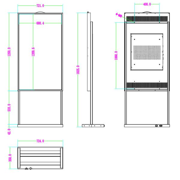 55 Inch Dual Side Window LCD Display High Brightness Indoor Electronic Signs Shop