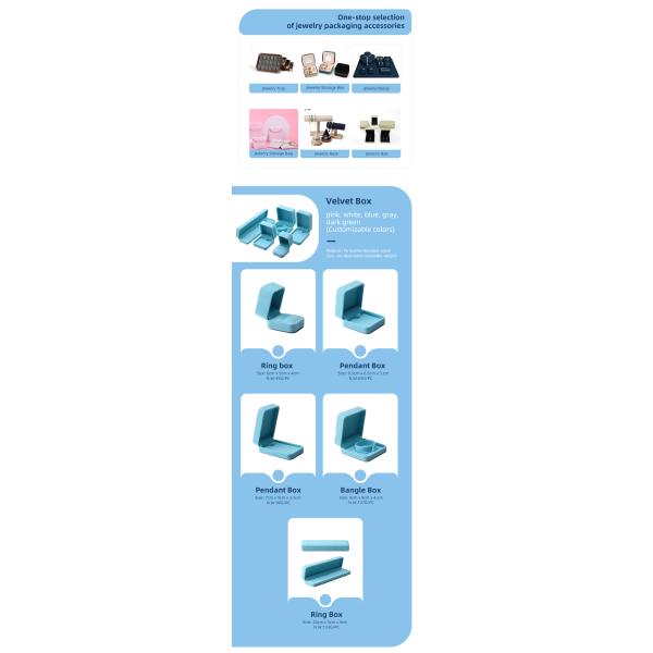premium velvet square sky blue velvet jewelry box for bracelet Necklace ring packaging