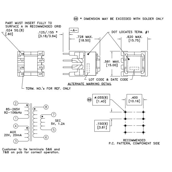 THT SMPS Flyback Transformer For Factory Automation 750313747