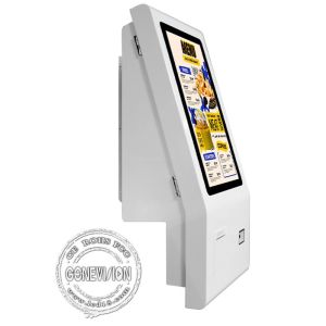 24 Desktop Ticket Printer QR Code Android PC AIO Cashless Automatic Scanner Self Service Kiosk For Restaurant
