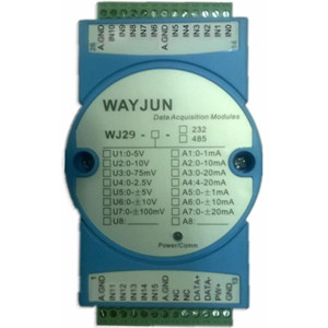 WAYJUN 16-CH 0-5V to RS485 Modbus Converters DIN35 blue signal acquisition CE