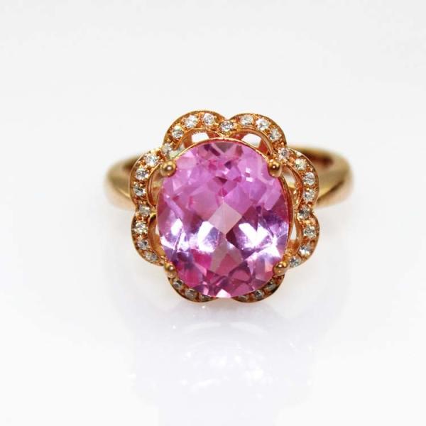 Buy 18k Rose Gold Plated 925 Silver Ring with Pink Cubic Zircon  (R190) at wholesale prices