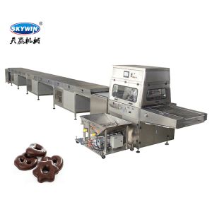 1-1000kg/H 1000mm Conveyor Belt Chocolate Enrobing Line For Biscuit / Cookie