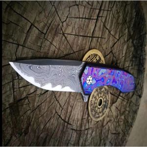 Aluminum Stainless Damascus Tactical Hunting Knife CNC Assembly