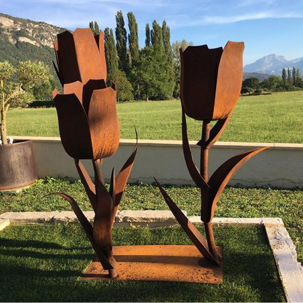 Buy Gnee Garden Tulip Flower Shape Custom Metal Yard Sculptures For Backyard at wholesale prices