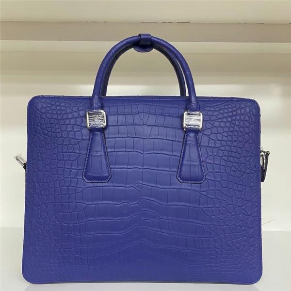 Authentic Crocodile Belly Skin Matt Finish Navy Blue Businessmen Briefcase Purse Genuine Alligator Leather Male Handbag