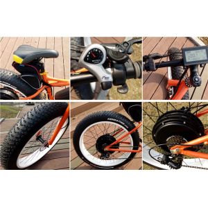 Orange Super Fat Tire Mountain Bike / Womens Fat Tire Snow Bike