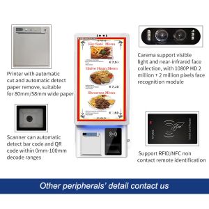Win7 Multi Installation Capacitive Touch Self Ordering Kiosk With QR Scanner