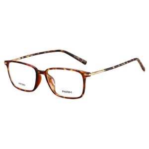 Unisex Brown Plastic Parim Eyeglasses Frames Low Profile Elegance Design